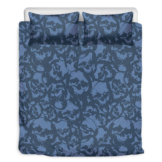 Skull Denim Jeans Pattern Print Duvet Cover Bedding Set