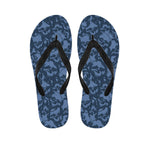 Skull Denim Jeans Pattern Print Flip Flops