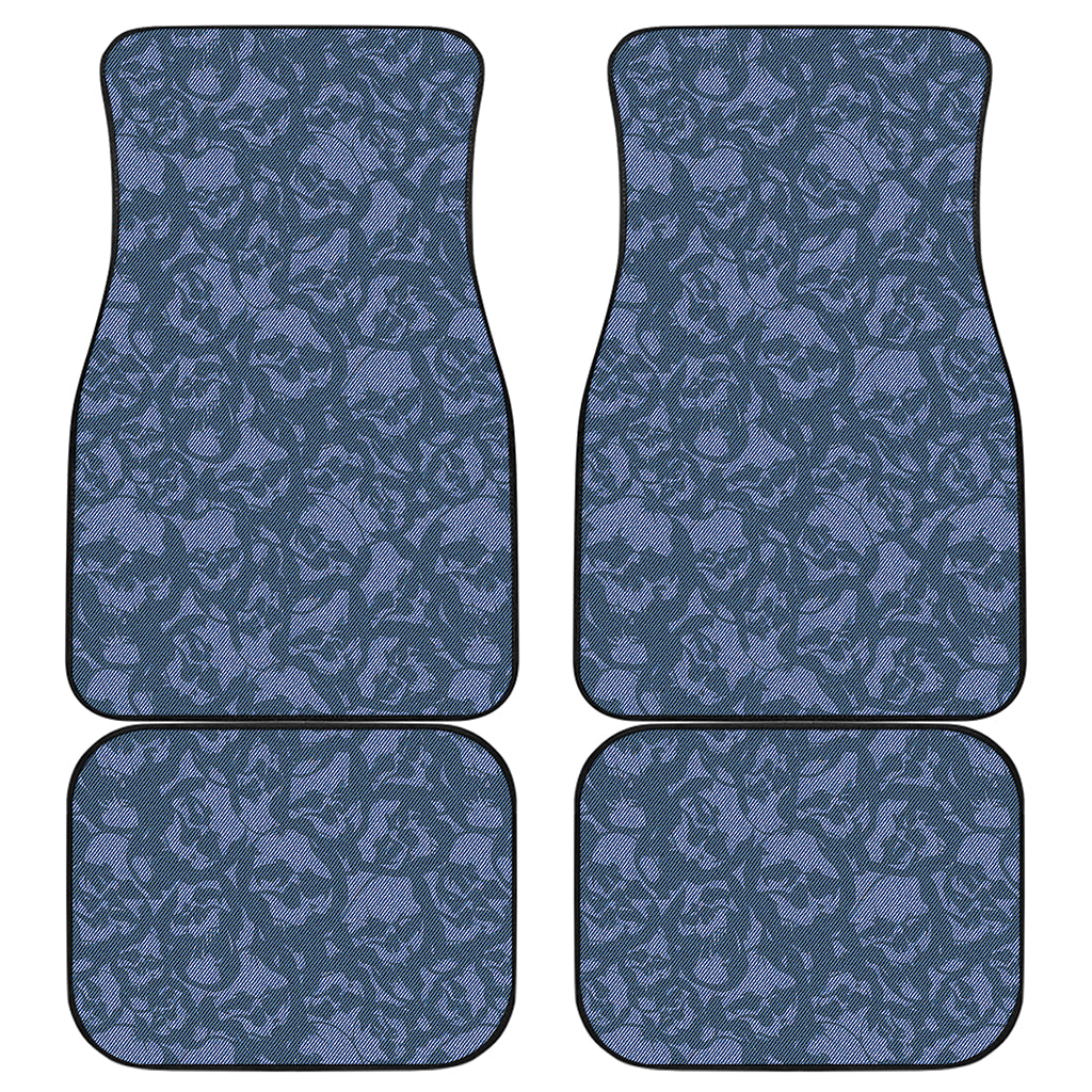 Skull Denim Jeans Pattern Print Front and Back Car Floor Mats