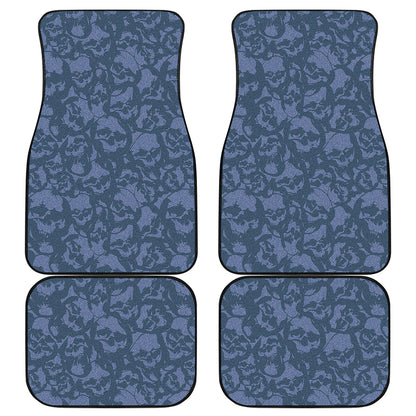 Skull Denim Jeans Pattern Print Front and Back Car Floor Mats
