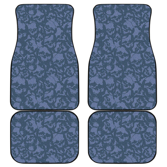 Skull Denim Jeans Pattern Print Front and Back Car Floor Mats