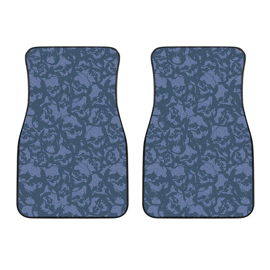 Skull Denim Jeans Pattern Print Front Car Floor Mats