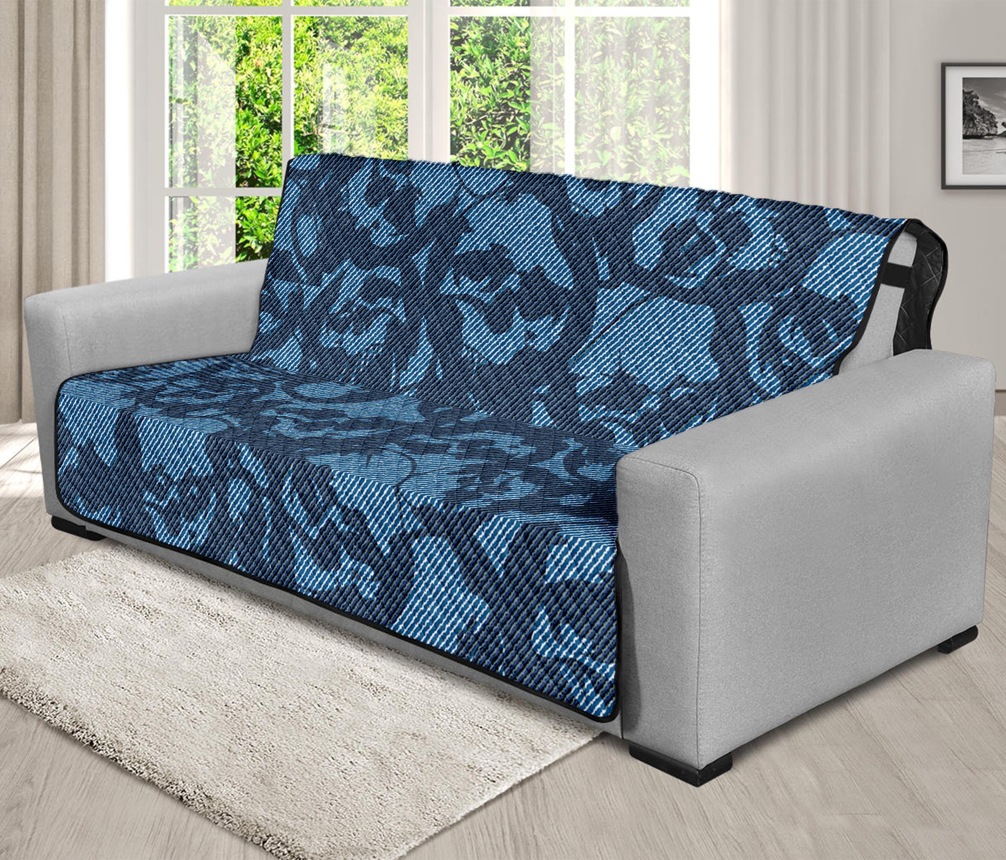 Skull Denim Jeans Pattern Print Futon Protector