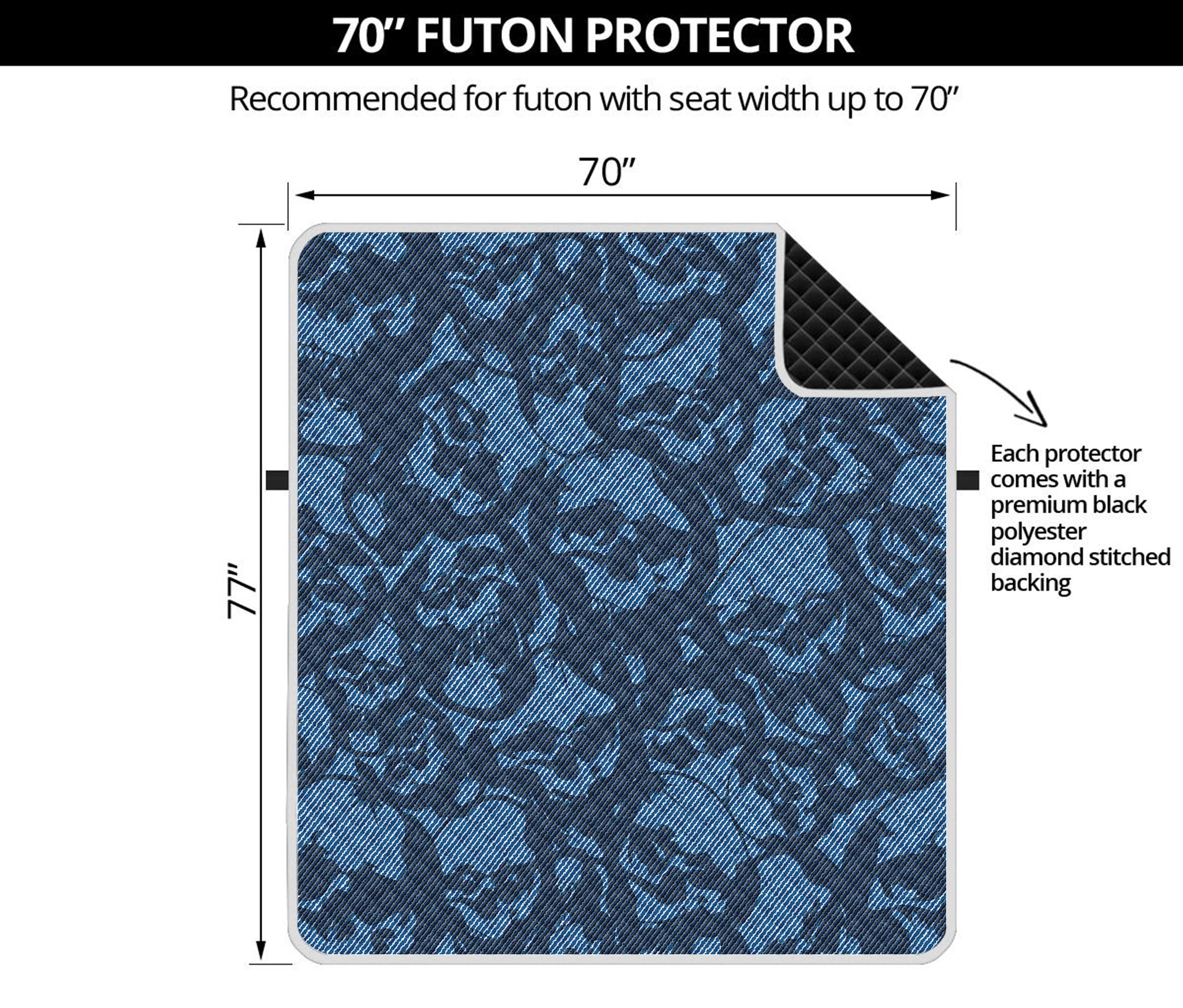 Skull Denim Jeans Pattern Print Futon Protector