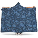 Skull Denim Jeans Pattern Print Hooded Blanket