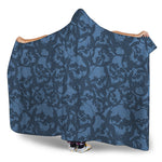 Skull Denim Jeans Pattern Print Hooded Blanket