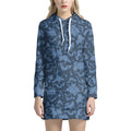 Skull Denim Jeans Pattern Print Pullover Hoodie Dress
