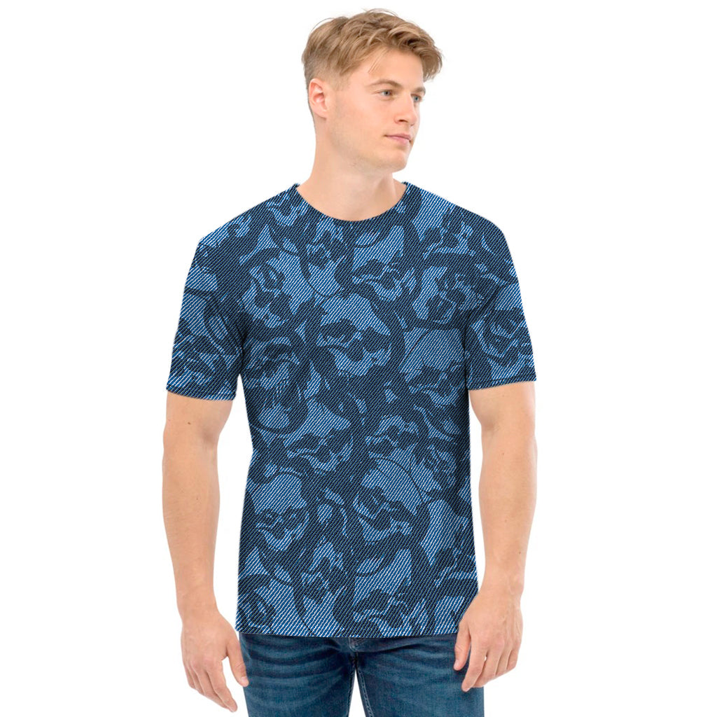 Skull Denim Jeans Pattern Print Men's T-Shirt