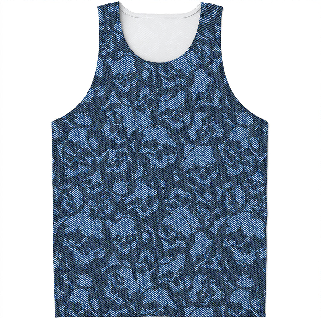 Skull Denim Jeans Pattern Print Men's Tank Top