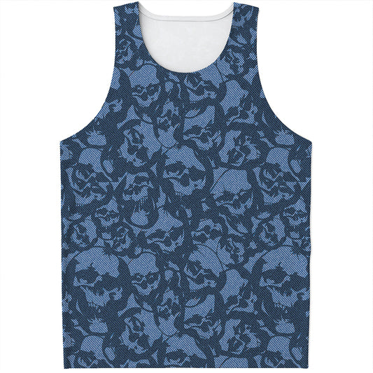 Skull Denim Jeans Pattern Print Men's Tank Top