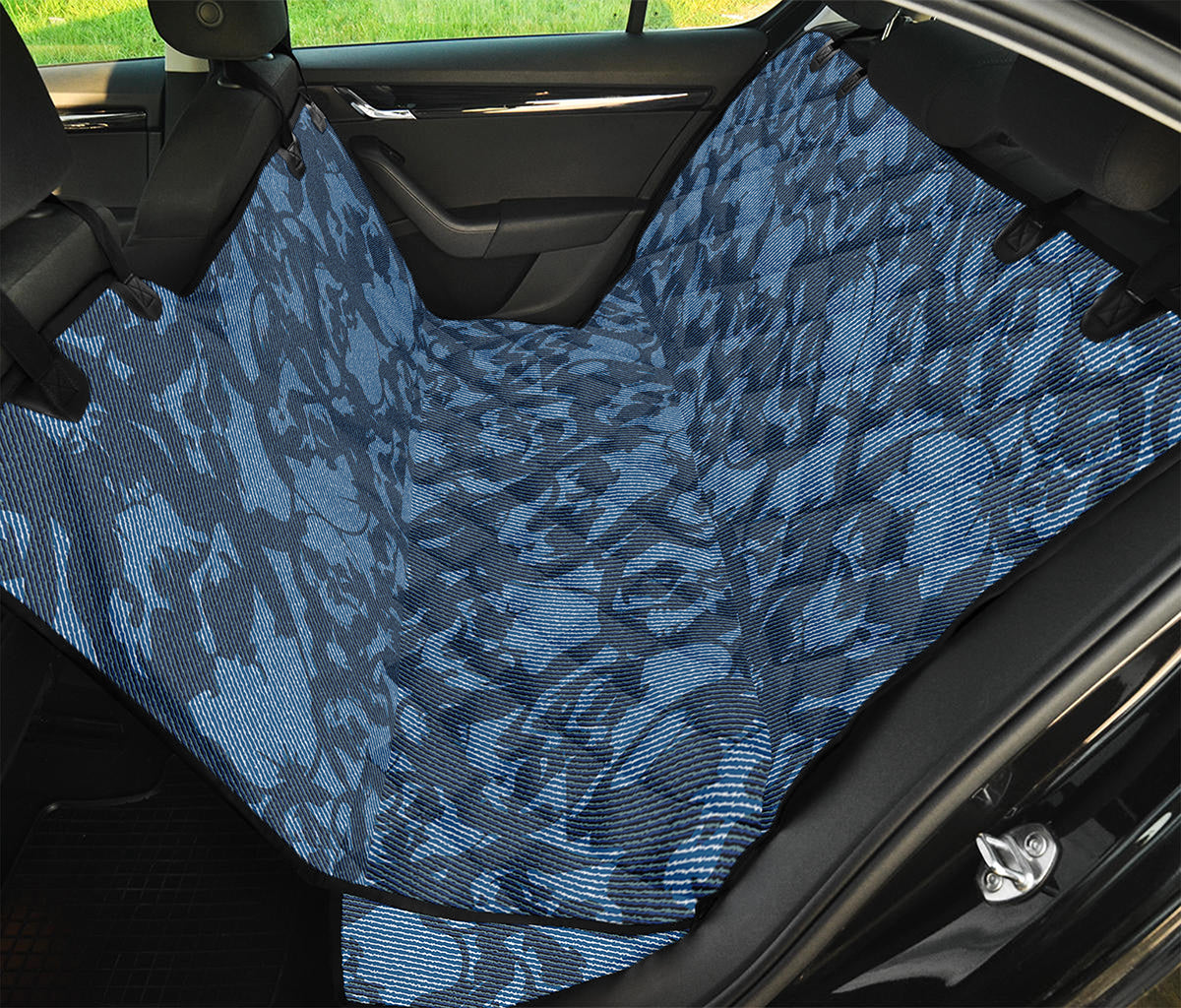 Skull Denim Jeans Pattern Print Pet Car Back Seat Cover