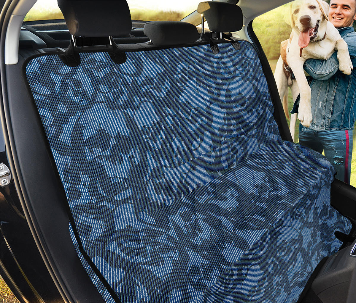 Skull Denim Jeans Pattern Print Pet Car Back Seat Cover