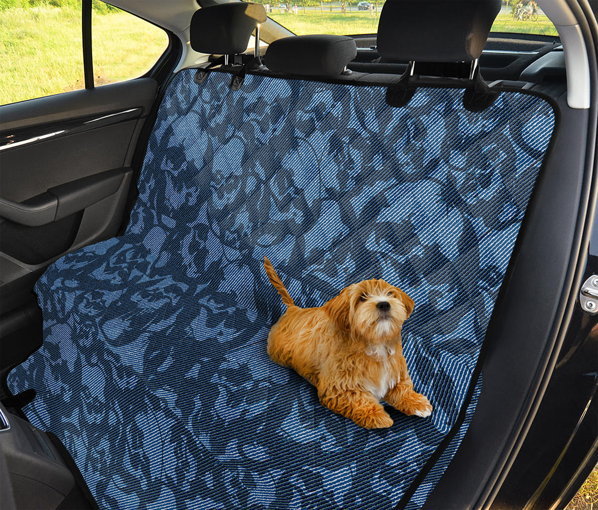 Skull Denim Jeans Pattern Print Pet Car Back Seat Cover