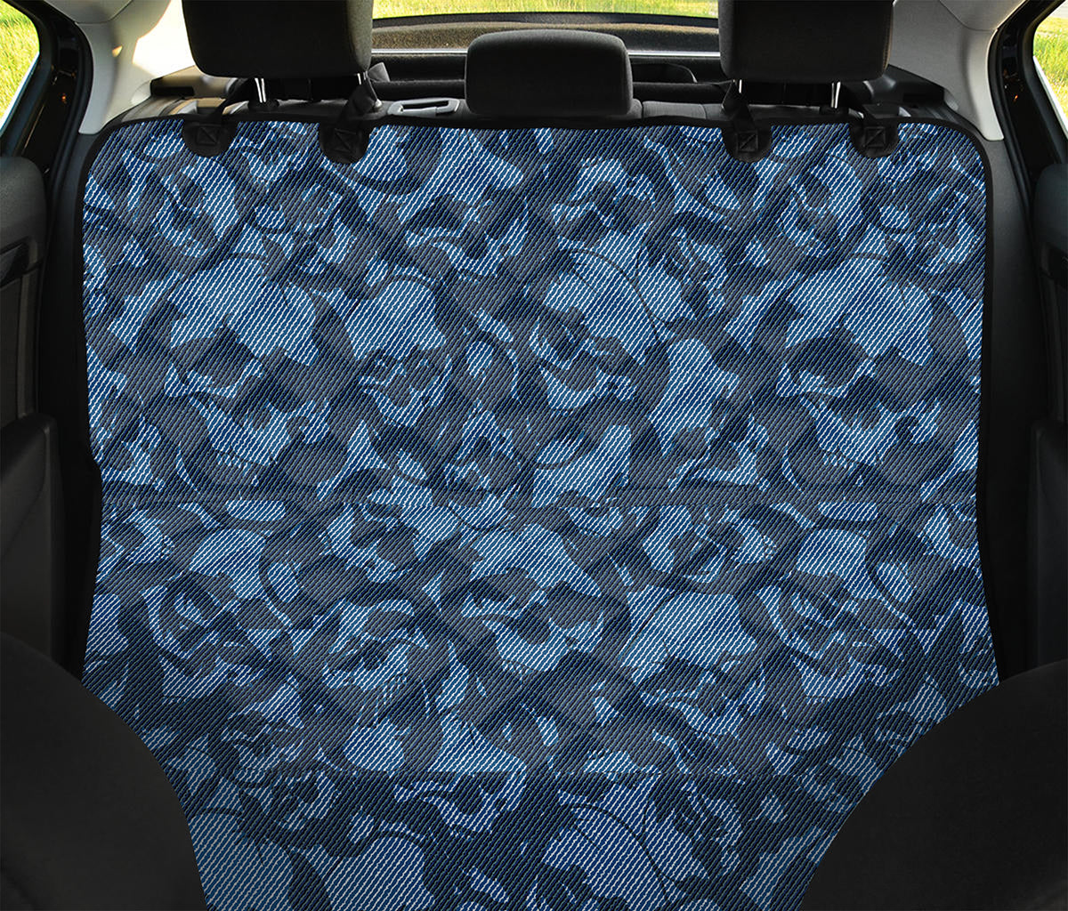 Skull Denim Jeans Pattern Print Pet Car Back Seat Cover