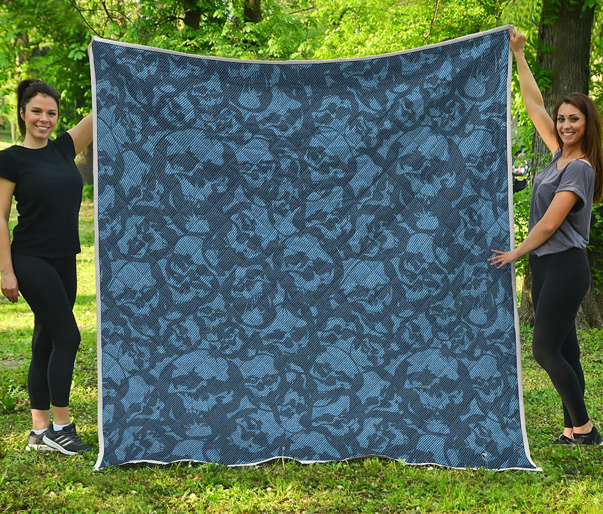 Skull Denim Jeans Pattern Print Quilt