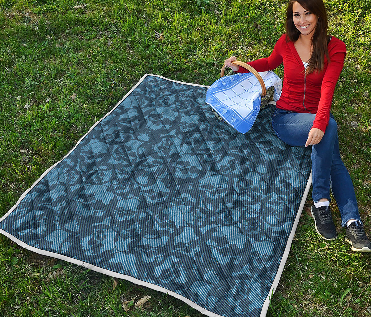 Skull Denim Jeans Pattern Print Quilt