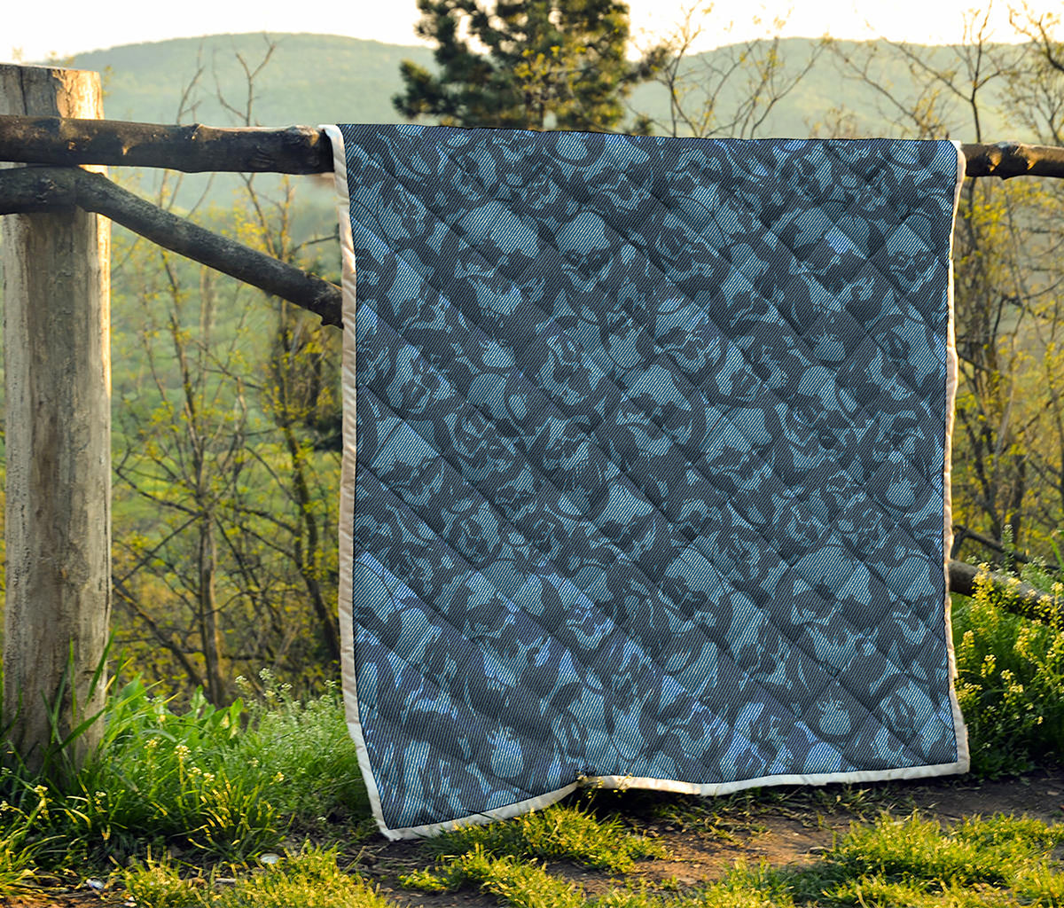 Skull Denim Jeans Pattern Print Quilt