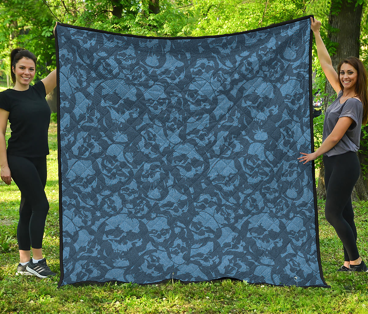 Skull Denim Jeans Pattern Print Quilt