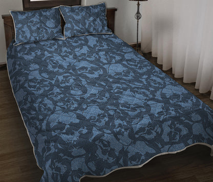 Skull Denim Jeans Pattern Print Quilt Bed Set