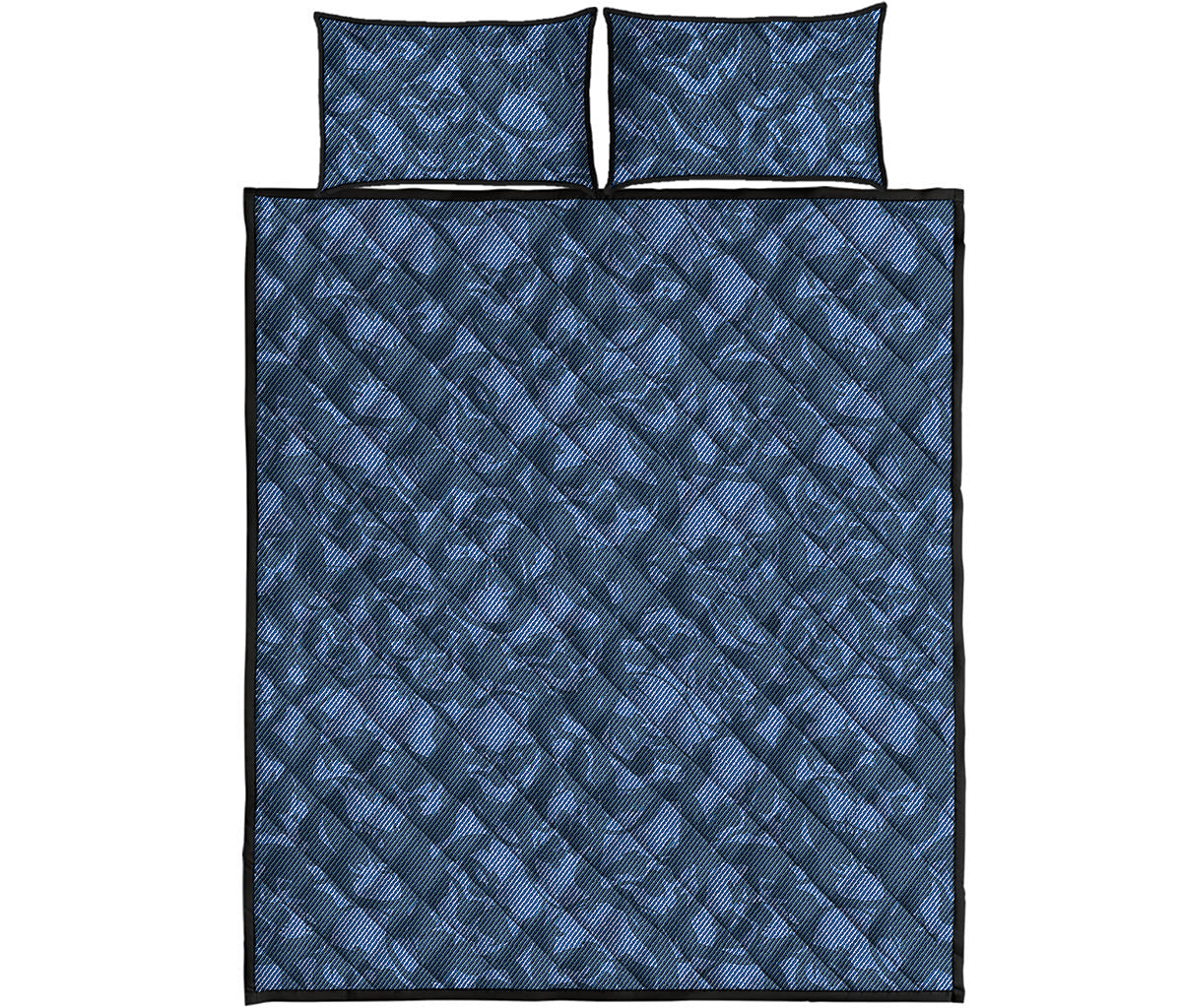 Skull Denim Jeans Pattern Print Quilt Bed Set
