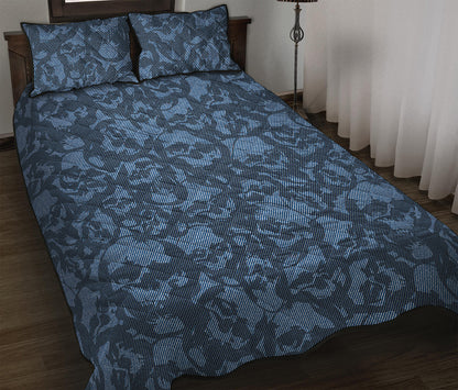 Skull Denim Jeans Pattern Print Quilt Bed Set