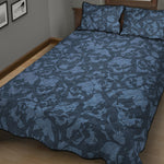 Skull Denim Jeans Pattern Print Quilt Bed Set