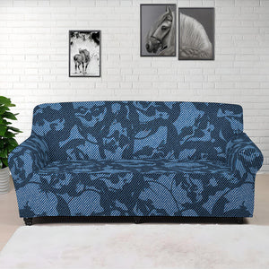 Skull Denim Jeans Pattern Print Sofa Cover