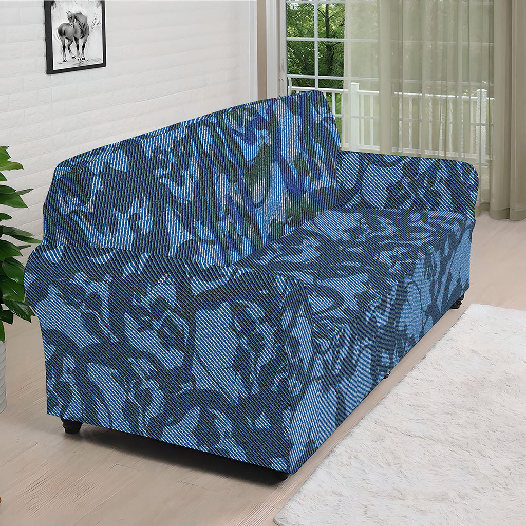 Skull Denim Jeans Pattern Print Sofa Cover