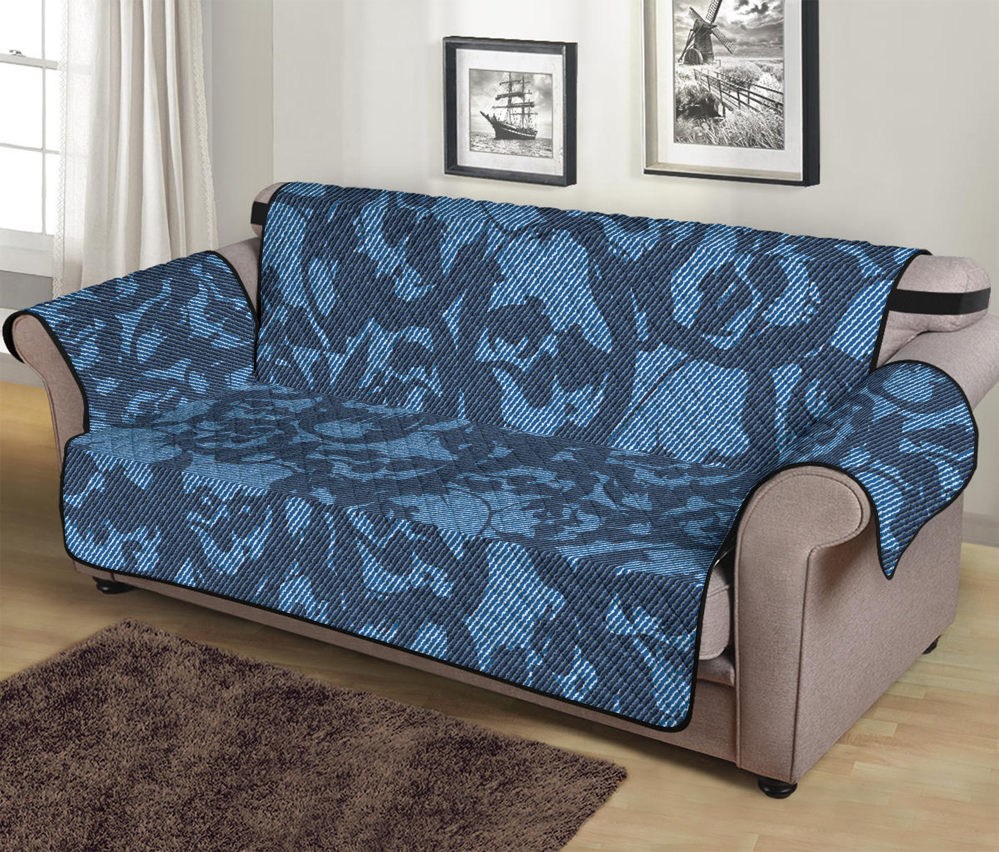 Skull Denim Jeans Pattern Print Sofa Protector