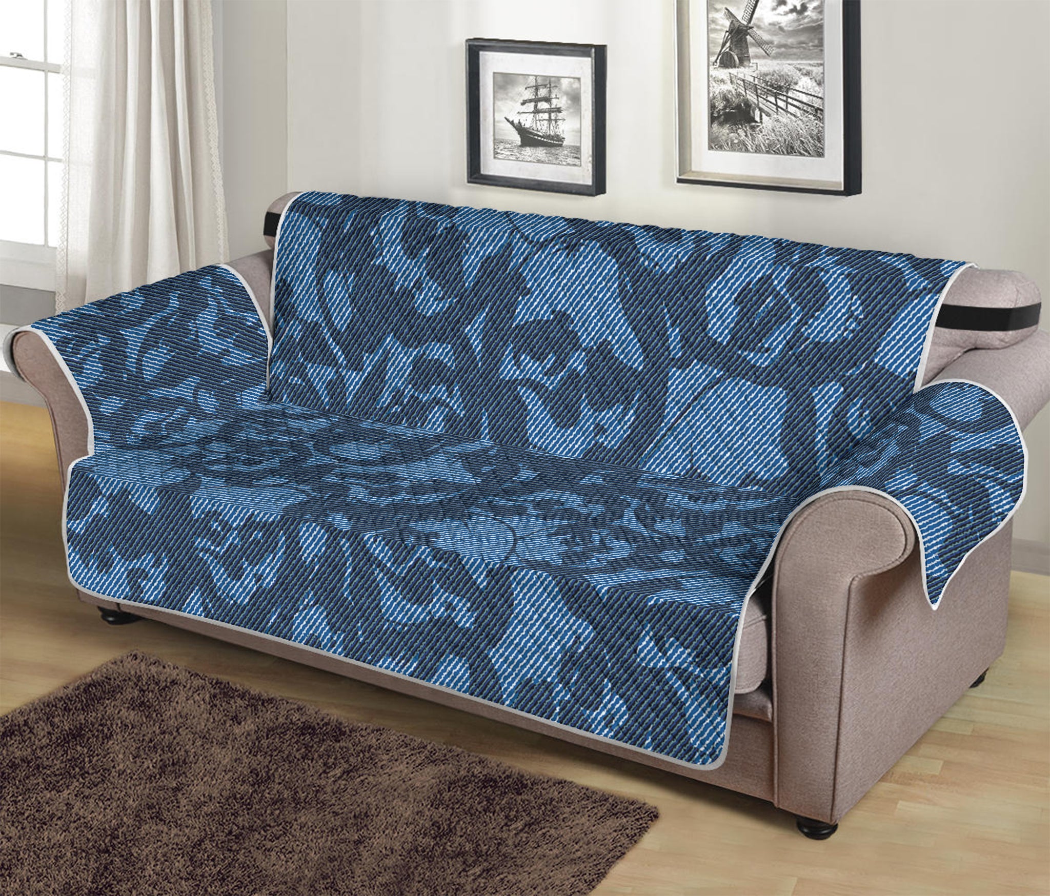 Skull Denim Jeans Pattern Print Sofa Protector