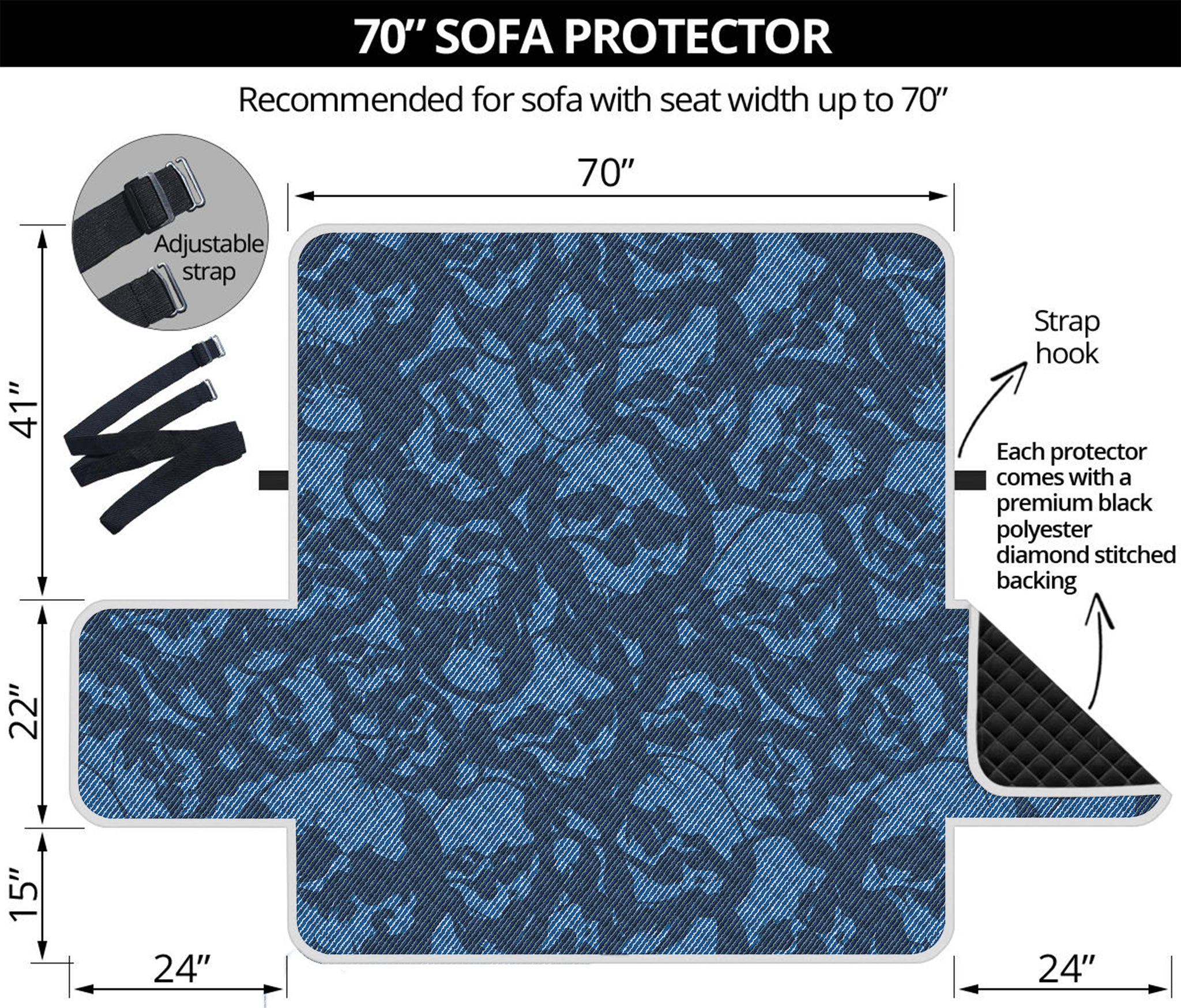 Skull Denim Jeans Pattern Print Sofa Protector