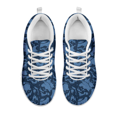 Skull Denim Jeans Pattern Print White Sneakers
