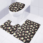 Skull Fried Egg And Bacon Pattern Print 3 Piece Bath Mat Set