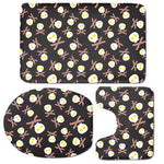 Skull Fried Egg And Bacon Pattern Print 3 Piece Bath Mat Set