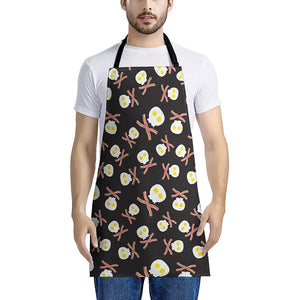 Skull Fried Egg And Bacon Pattern Print Apron