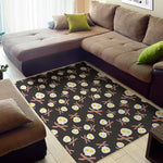 Skull Fried Egg And Bacon Pattern Print Area Rug