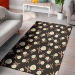 Skull Fried Egg And Bacon Pattern Print Area Rug