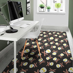 Skull Fried Egg And Bacon Pattern Print Area Rug