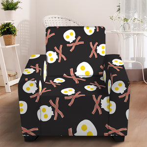 Skull Fried Egg And Bacon Pattern Print Armchair Slipcover