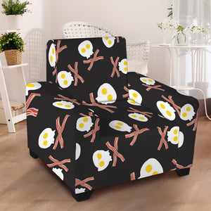 Skull Fried Egg And Bacon Pattern Print Armchair Slipcover