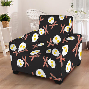 Skull Fried Egg And Bacon Pattern Print Armchair Slipcover