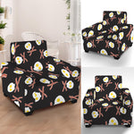 Skull Fried Egg And Bacon Pattern Print Armchair Slipcover