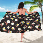 Skull Fried Egg And Bacon Pattern Print Beach Sarong Wrap