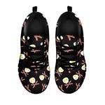 Skull Fried Egg And Bacon Pattern Print Black Sneakers