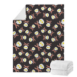 Skull Fried Egg And Bacon Pattern Print Blanket