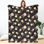 Skull Fried Egg And Bacon Pattern Print Blanket