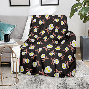 Skull Fried Egg And Bacon Pattern Print Blanket