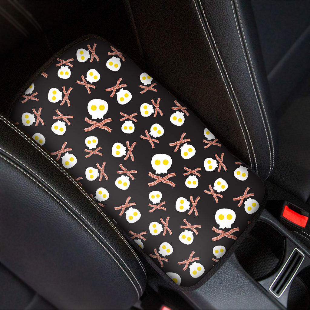 Skull Fried Egg And Bacon Pattern Print Car Center Console Cover