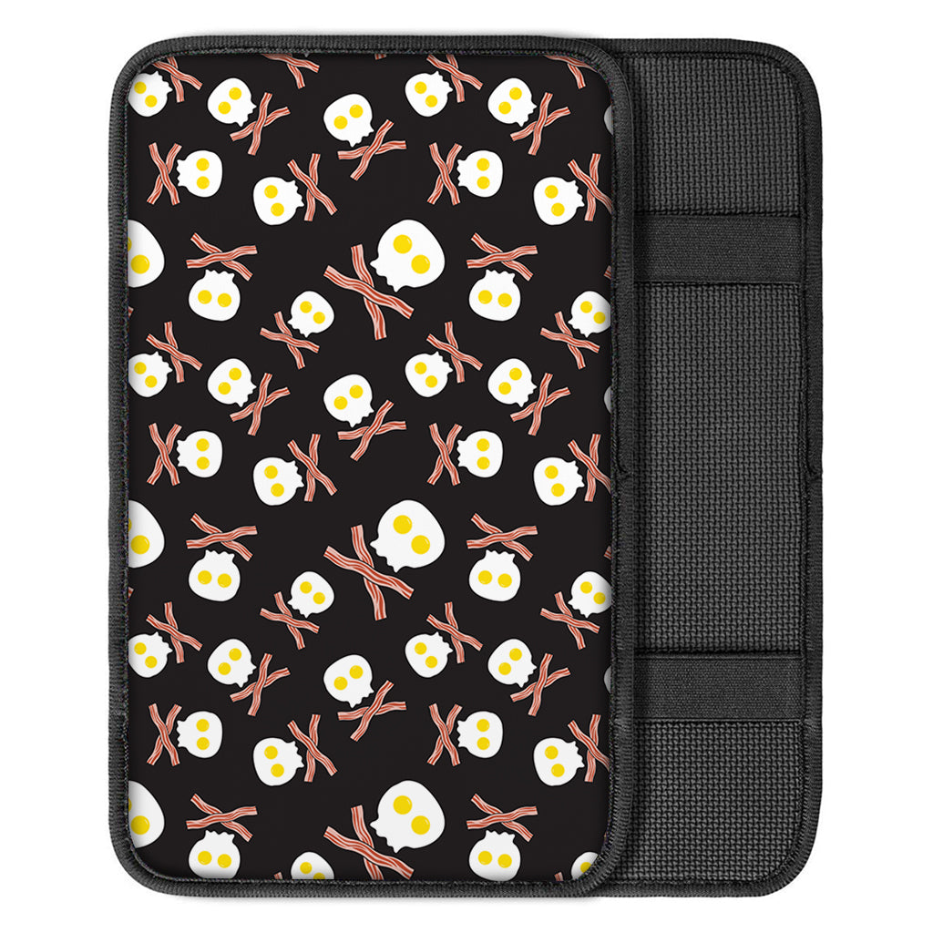Skull Fried Egg And Bacon Pattern Print Car Center Console Cover