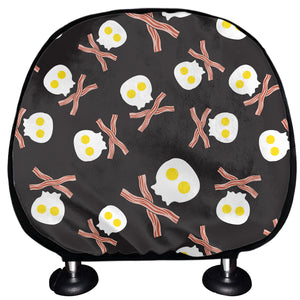 Skull Fried Egg And Bacon Pattern Print Car Headrest Covers